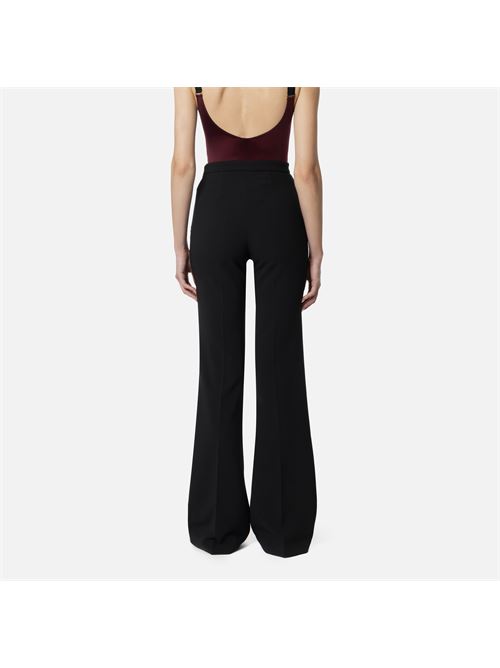 Palazzo trousers in stretch crêpe with logo rivet ELISABETTA FRANCHI | PA02546E2.110